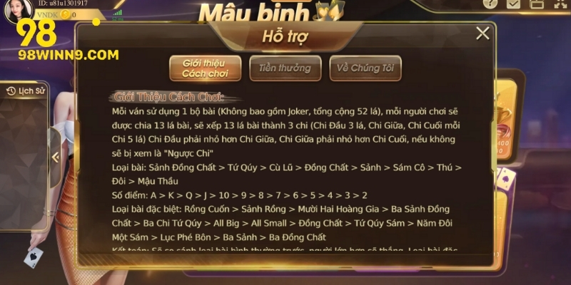 Luật chơi Mậu binh đơn giản